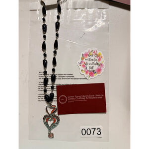 Women's Unbranded Black Beaded Heart Pendant Necklace from vendor for Free Peopl